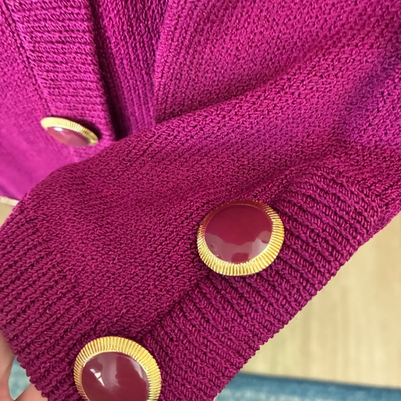 St. John Vintage 80’s Santana Knit Long Sleeve Sweater Dress pink burgundy 4 - Picture 10 of 16